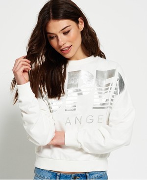 Superdry Downtown LA Crew Neck Női Pulóver Fehér | ZTANV8435